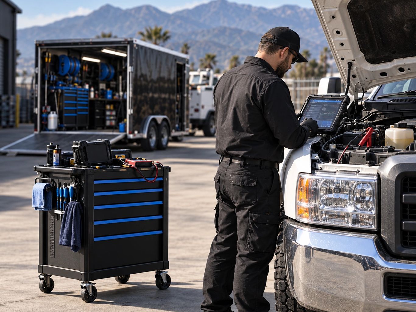 Automotive Mobile Garage service work in the field